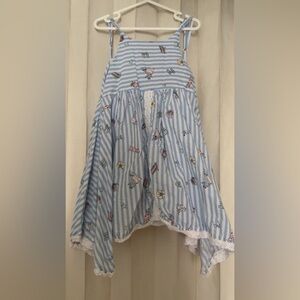 Savannah Blue Striped A-Line Skirt with Nautical Print